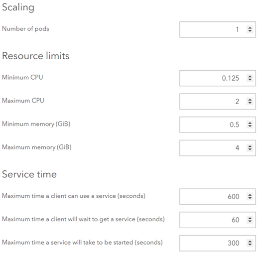 Standardeinstellungen des Services in ArcGIS Pro