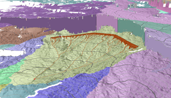 Perspectiva 3D del flujo de las rutas de menor coste