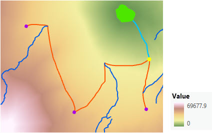 Carte d’un chemin optimal allant du nouveau parc à un poste de gardes