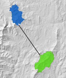 Carte d’un chemin en ligne droite entre deux emplacements