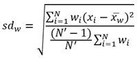 Equation de l’écart type pondéré Equation de l’écart type pondéré