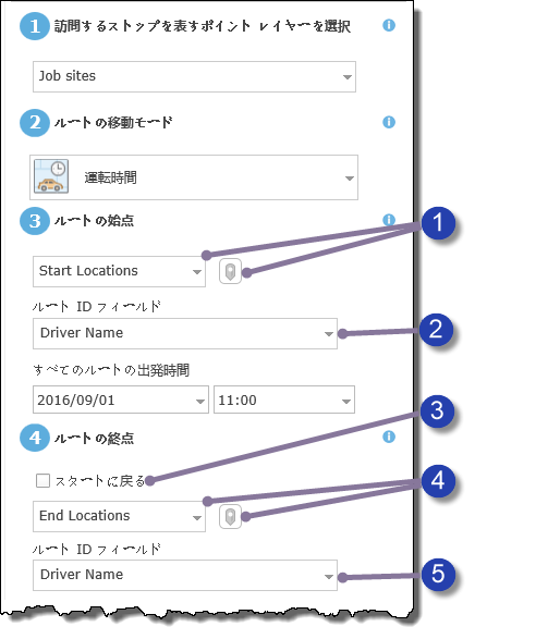 開始位置および終了位置パラメーター