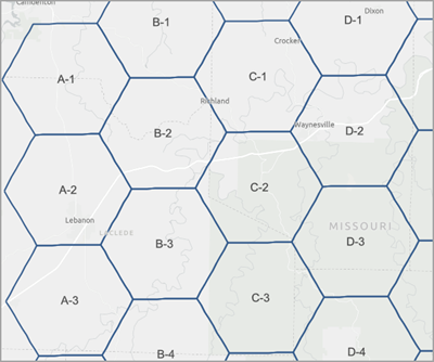 基于六边形细分的 GRID_ID 结果示例