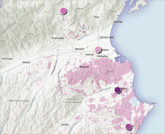 露营地 1.5 公里范围内观察到的单花针茅属草汇总区域 露营地 1.5 公里范围内观察到的单花针茅属草汇总区域
