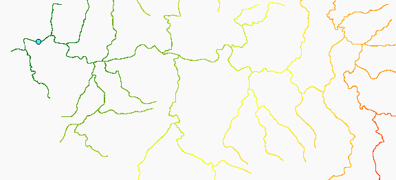 基于流量计且沿河流网络的距离计算地图