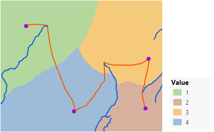 距离分配的最佳网络的地图